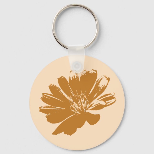 Retro Blume Art Schlüsselanhänger (Vorderseite)