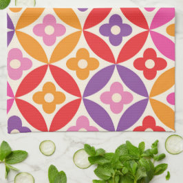 Retro-Blume auf dem Muster des Mittelzentrums Geschirrtuch