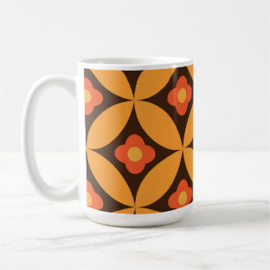 Retro-Blume auf mittelalterlichen orangen Kreisen Kaffeetasse