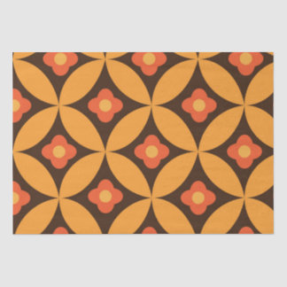 Retro-Blume auf mittelorangefarbenem Kreisblatt Seidenpapier