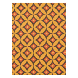 Retro-Blume auf orangefarbenen Kreisen des mittler Tischdecke