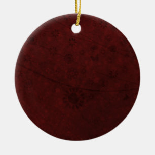 Retro-Blume aus rotem Velvet und Schmetterlinge Ab Keramik Ornament