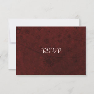 Retro-Blume aus rotem Velvet und Schmetterlinge Ab RSVP Karte