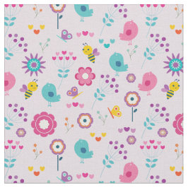 Retro-Blume Birnen und Bienen im rosa Hintergrund Stoff