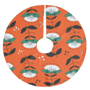 Retro-Blume, Blätter: nahtloses Muster. Polyester Weihnachtsbaumdecke