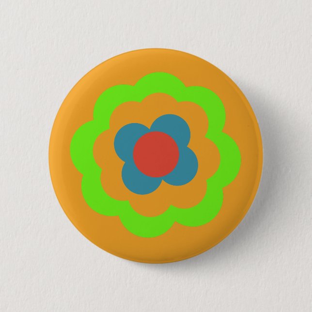 Retro Blume Blume Blumen Muster 70er 70er 70er Button (Vorderseite)