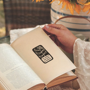 Retro Blume Bold Buchzeichen Ex Libris Book Permastempel