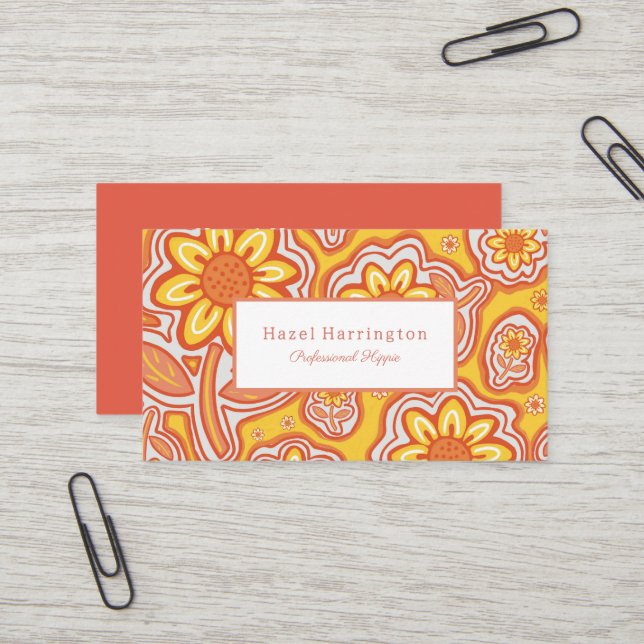 Retro-Blume Business Card Spaß anpassbar Visitenkarte (Vorderseite/Rückseite Beispiel)