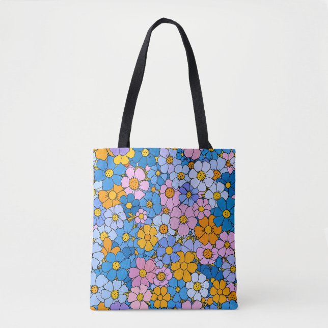 Retro-Blume der 1970er Jahre Tasche (Vorderseite)