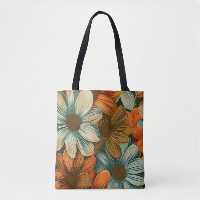 Retro-Blume der 1970er Jahre Tasche (Vorderseite)