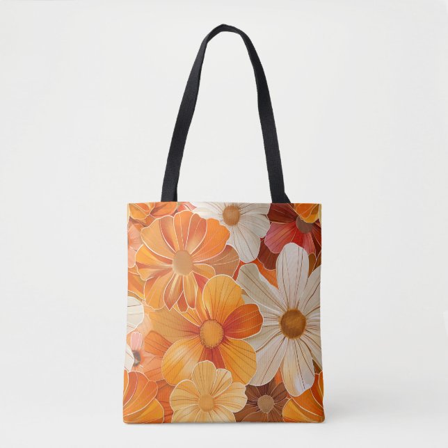 Retro-Blume der 1970er Jahre Tasche (Vorderseite)