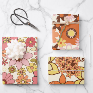 Retro-Blume der 60er Jahre - 3 Blatt Set