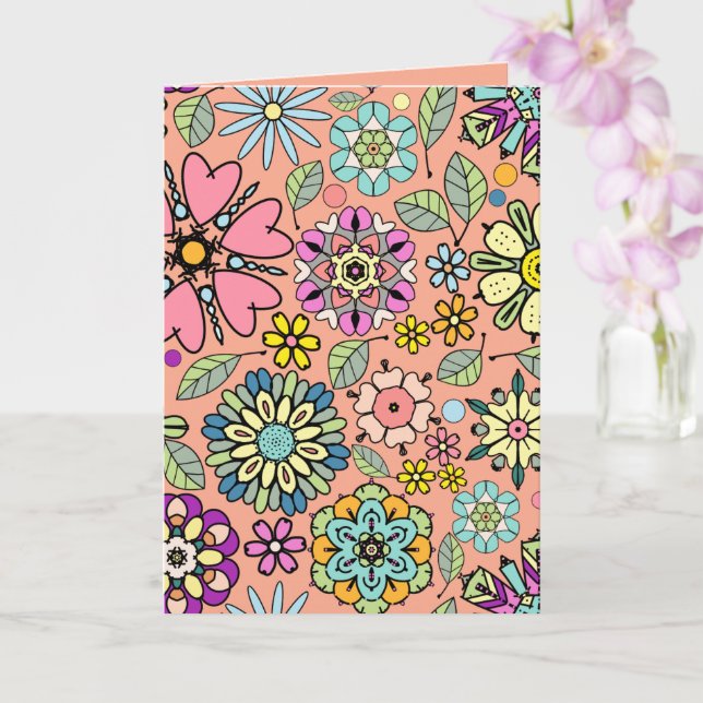 Retro-Blume der Frühjahrssaison - Nahtloses Muster Karte (Orchidee)