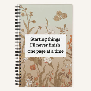 Retro-Blume, die Dinge beginnen, die ich nie beend Notizbuch