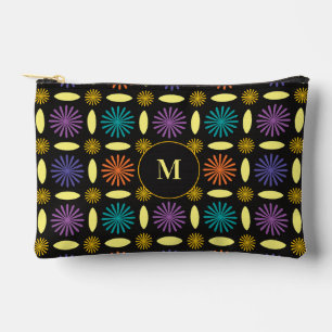 Retro-Blume Formen Monogramm Personalisiert Zubehörtasche
