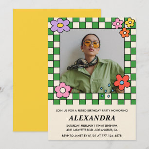 Retro Blume Groovy Foto 36. Geburtstag Einladung