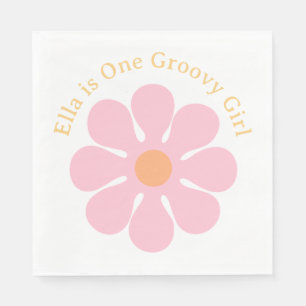 Retro Blume Groovy Hippie 60er Birthday Serviette