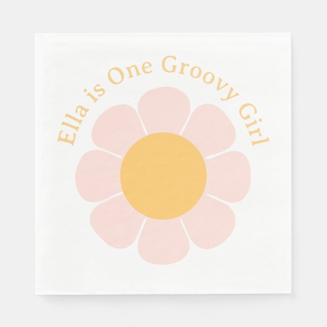 Retro Blume Groovy Hippie 60er Birthday Serviette (Vorderseite)