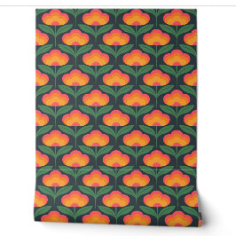 Retro-Blume Hellere Farben auf dunkelzykblau Tapete