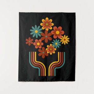 Retro-Blume in Vase Tapestry Wandhänge. Wandteppich