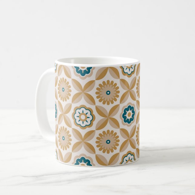 Retro-Blume Kaffeetasse (Vorderseite Links)
