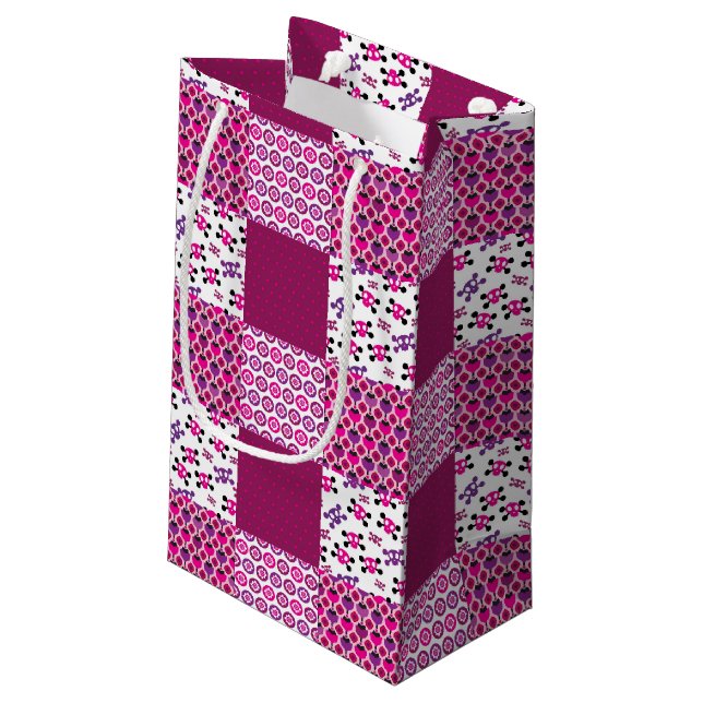 Retro-Blume Kleine Geschenktüte (Rückseite Schrägansicht)