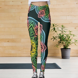 Retro Blume Mandala Yoga Leggings