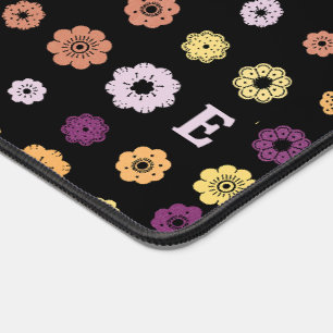 Retro-Blume mit Monogramm Schreibtischunterlage