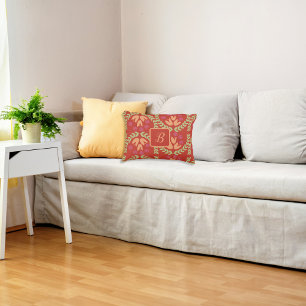 Retro-Blume Monogramm Akzent Pillow Dekokissen