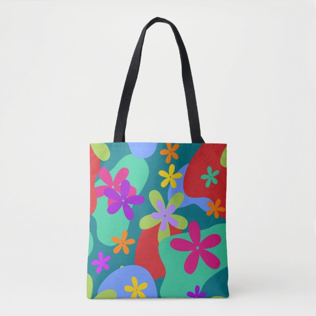 Retro-Blume nahtlos farbig Tasche (Vorderseite)