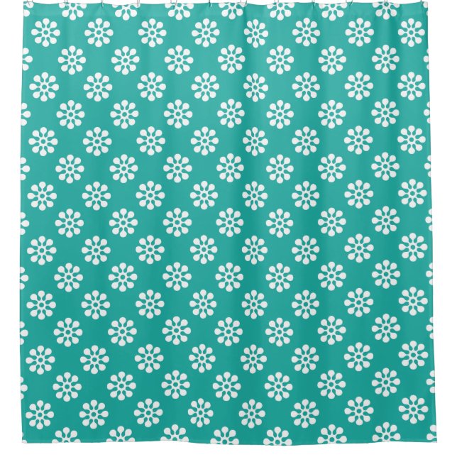 Retro-Blume nahtlos weiß Duschvorhang (Vorderseite)