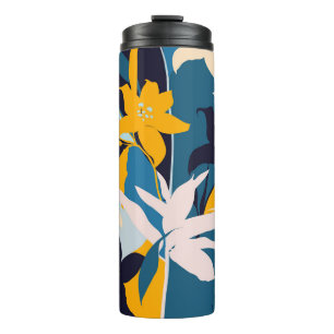 Retro-Blume Nahtloses Muster Thermosbecher