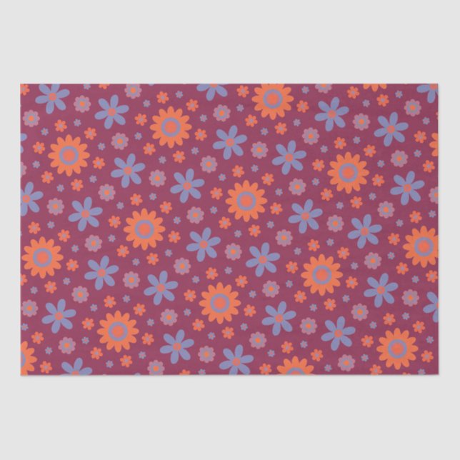 Retro Blume Niedlich Fun 70er Hippie Daisy Muster Seidenpapier (Vorderseite)