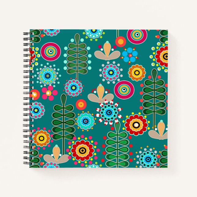 Retro, Blume Notizbuch (Vorderseite)