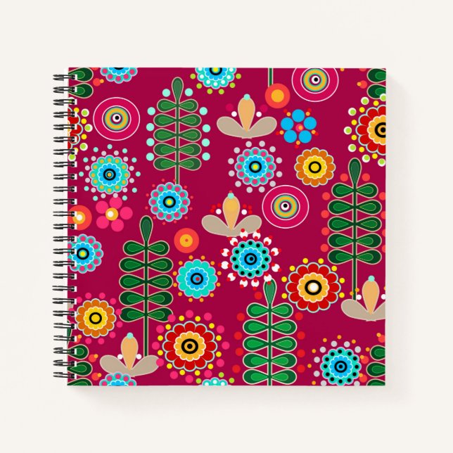 Retro, Blume Notizbuch (Vorderseite)