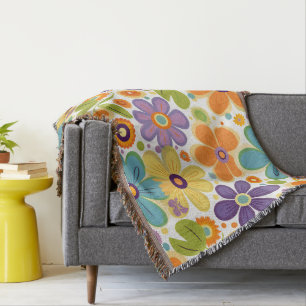 Retro Blume Orange Lilac Green Decke