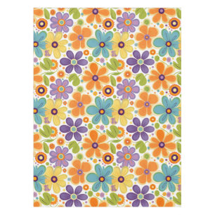Retro-Blume Orange Lilac und Green Tischdecke