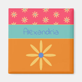 Retro-Blume personalisierter Name Magnet