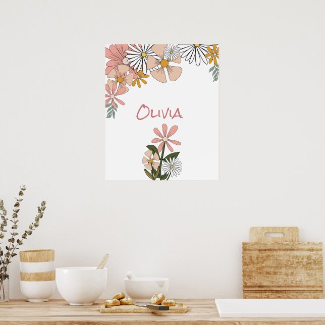 Retro Blume Poster für Girl Room (Küche)