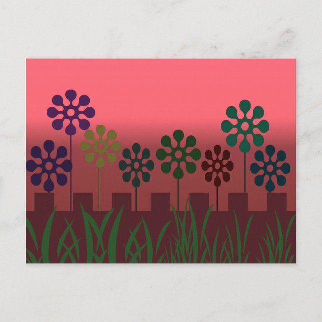 Retro-Blume Postkarte (Vorderseite)