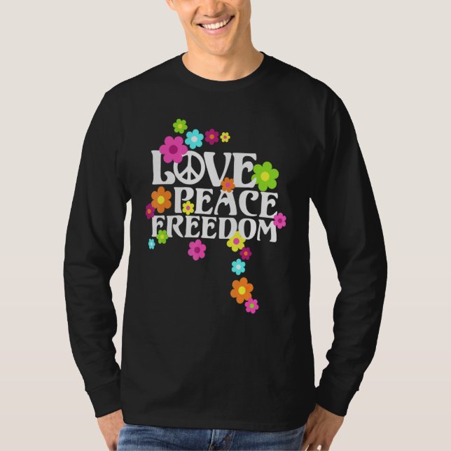 Retro Blume Power Typ - Liebe Frieden Freiheit 2 - T-Shirt (Vorderseite)