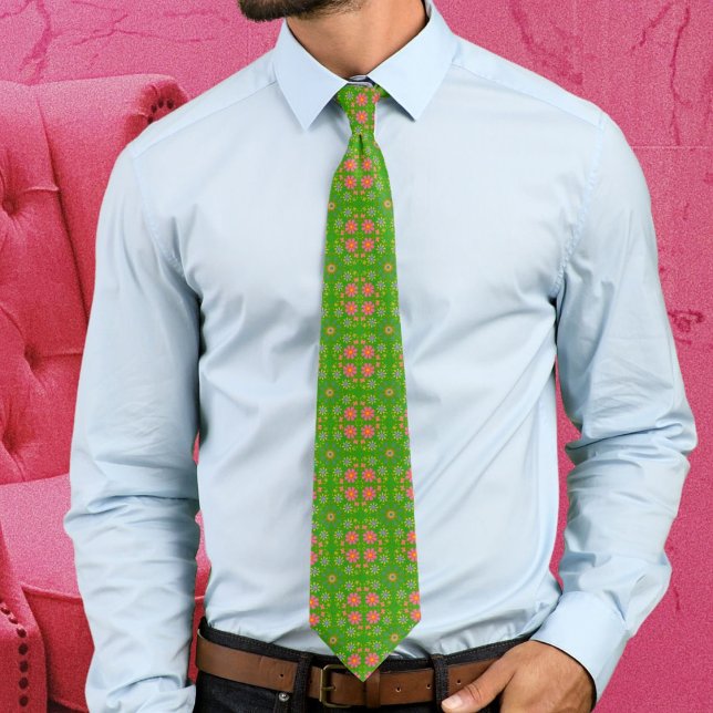 Retro-Blume Rosa Gelbe Orangenschmetterlinge Krawatte (Von Creator hochgeladen)