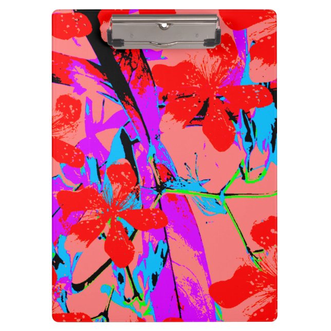 Retro-Blume rosa Klemmbrett (Vorderseite)