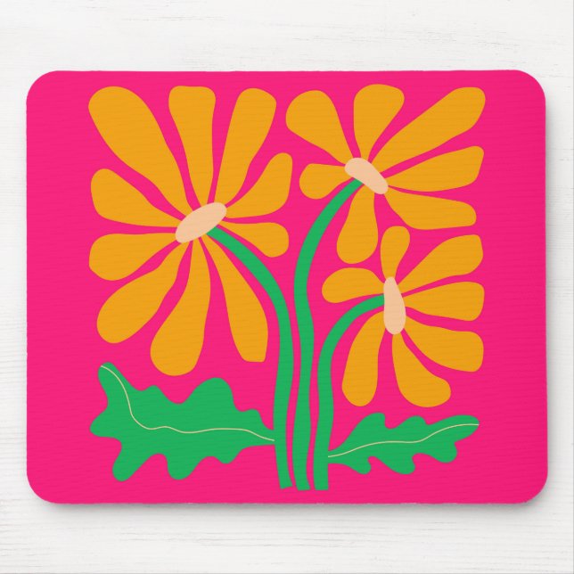 Retro-Blume Rosa Maus-Pad Mousepad (Vorne)