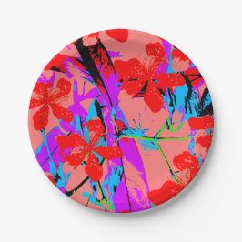 Retro-Blume rosa Pappteller