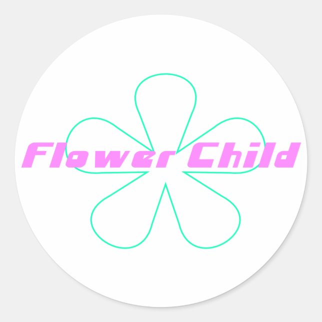 Retro-Blume Runder Aufkleber (Vorderseite)