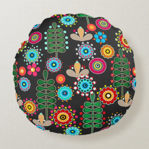 Retro, Blume Rundes Kissen