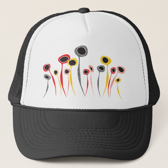 Retro Blume Trucker Hat Truckerkappe (Vorderseite)