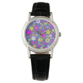 Retro-Blume über die Lila Frauenuhr Armbanduhr
