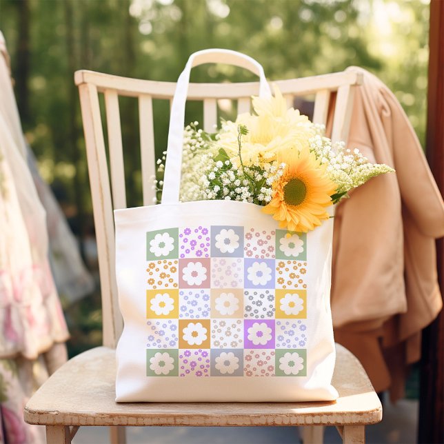 Retro-Blume überprüft Tragetasche (Von Creator hochgeladen)